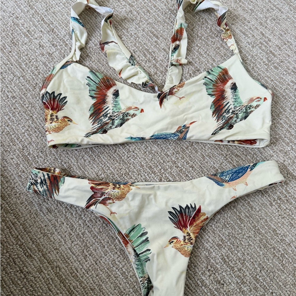 Boys + Arrows Cream and Blue Bird Bikini